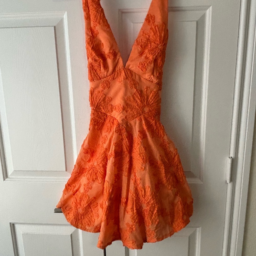 Selfie Leslie Orange Lace Dress